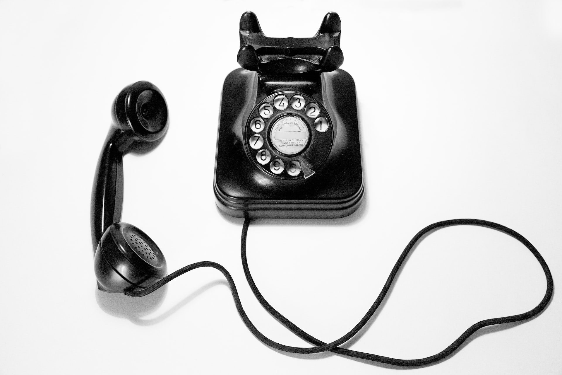 black rotary telephone